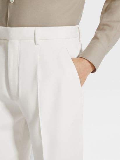 White Cotton and Wool Pants SS25 31767210 | Zegna US White Cotton and Wool Pants SS25 31767210 | Zegna US