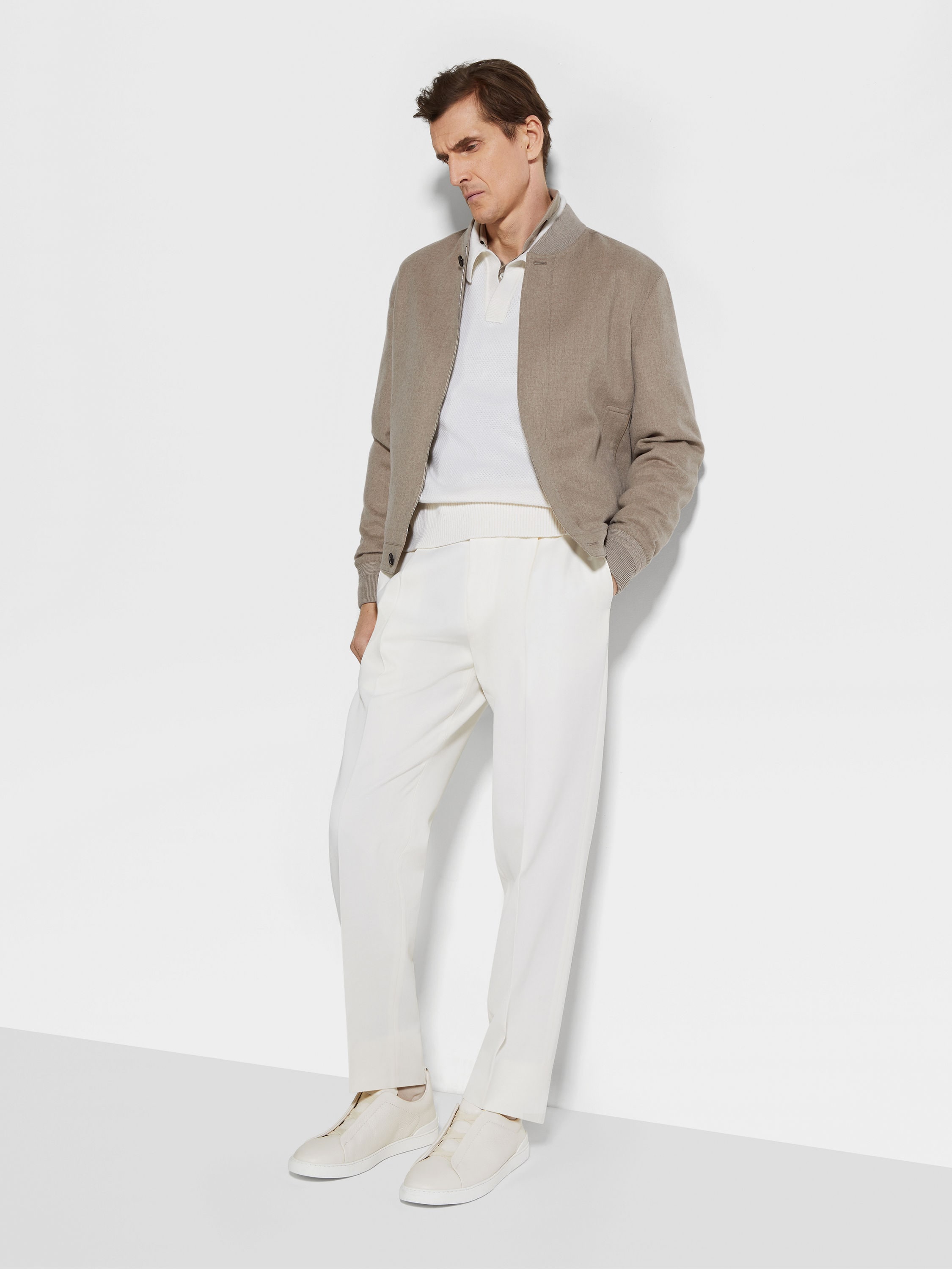 White Cotton and Wool Pants Product detail photo #2