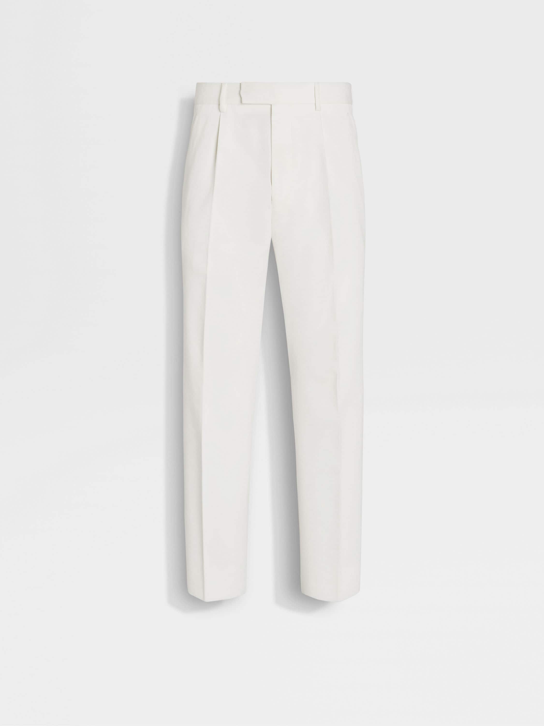 White Cotton and Wool Pants SS25 31767210 | Zegna US White Cotton and Wool Pants SS25 31767210 | Zegna US