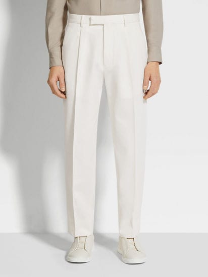 White Cotton and Wool Pants SS25 31767210 | Zegna NL White Cotton and Wool Pants SS25 31767210 | Zegna NL
