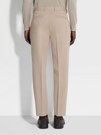 Light Taupe Cotton and Wool Pants FW24 31857175 | Zegna US