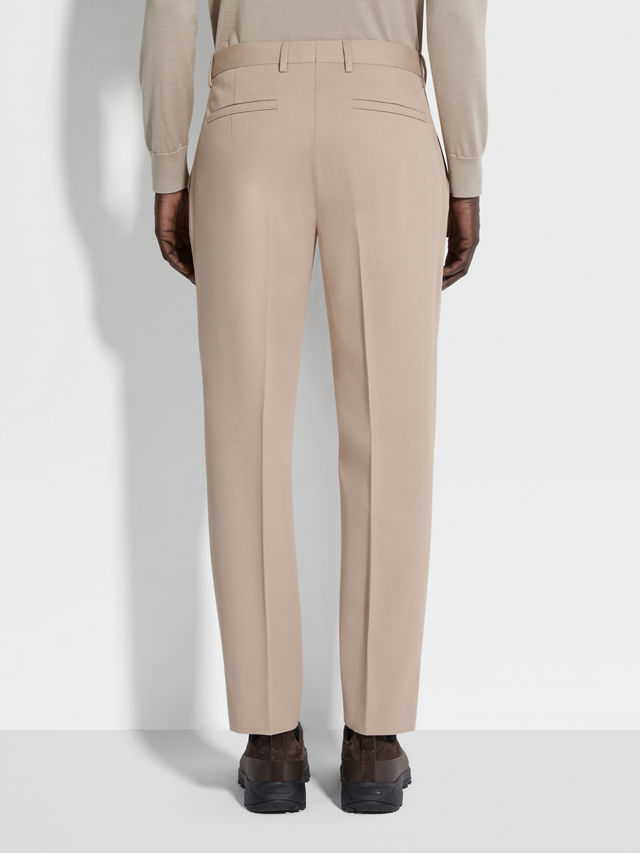 Light Taupe Cotton and Wool Pants Product detail photo #5