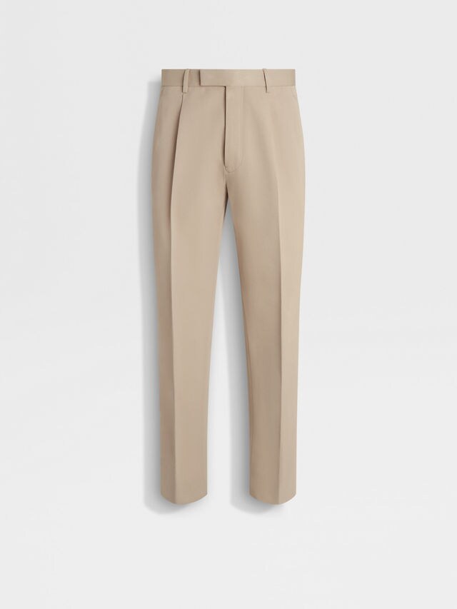 Light Taupe Cotton and Wool Pants Main product photo