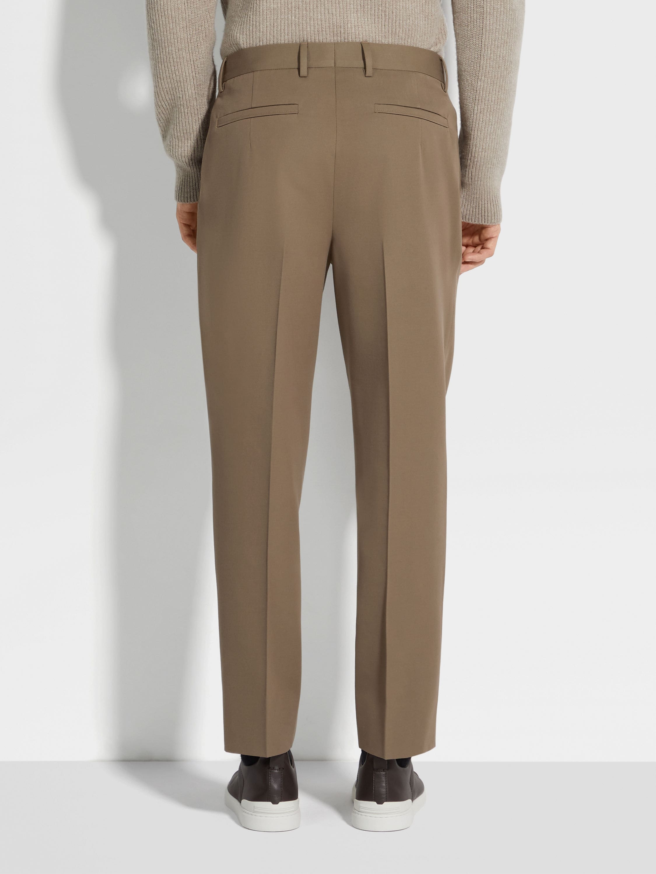 Khaki Cotton and Wool Pants