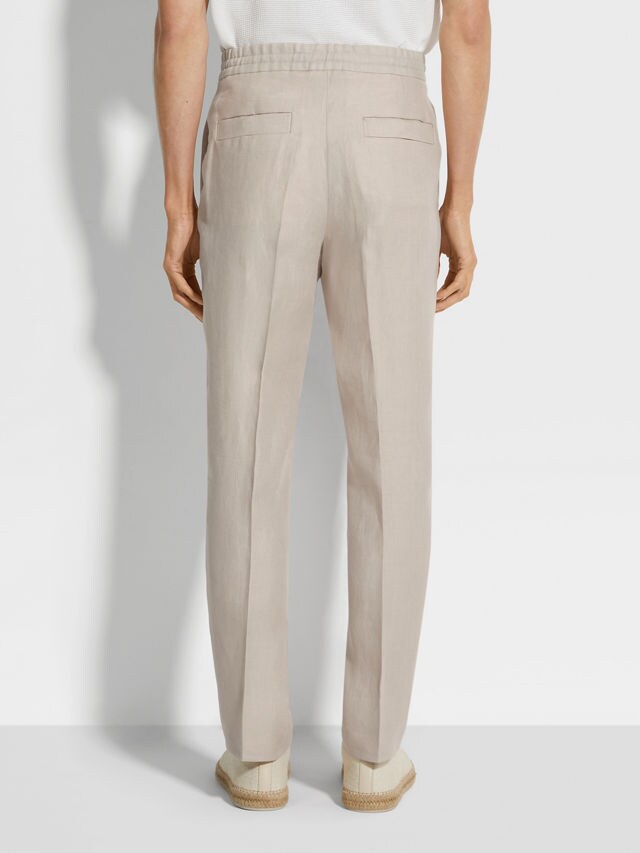 Light Beige Oasi Lino Pants Product detail photo #5