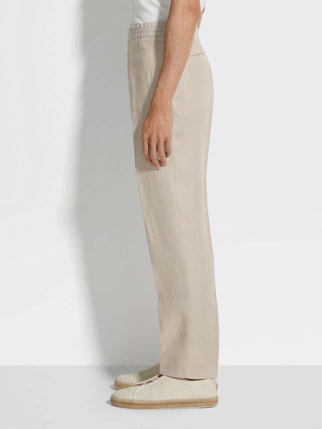 Light Beige Oasi Lino Pants Product detail photo #3