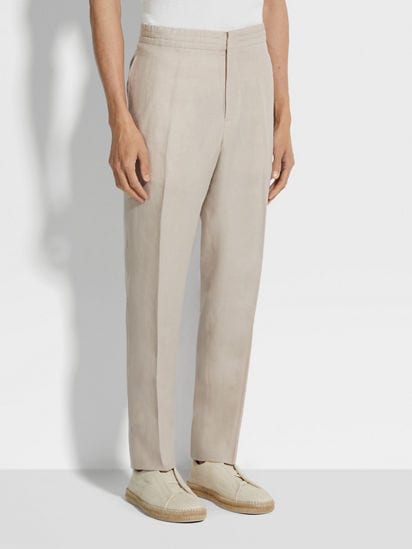 Light Beige Oasi Lino Pants SS25 32200159 | Zegna US Light Beige Oasi Lino Pants SS25 32200159 | Zegna US