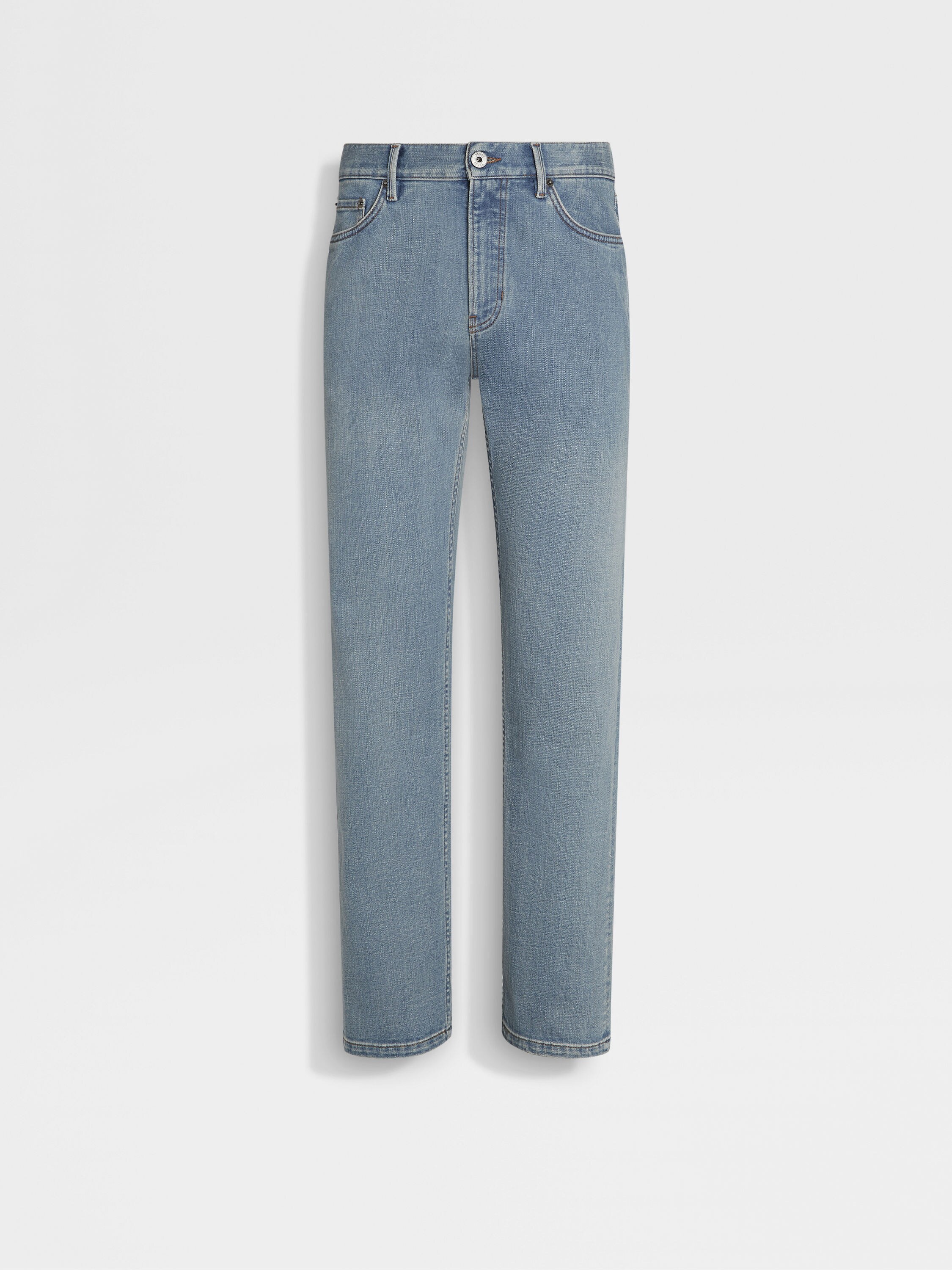 Light Blue Stone-washed Stretch Cotton Roccia Jeans