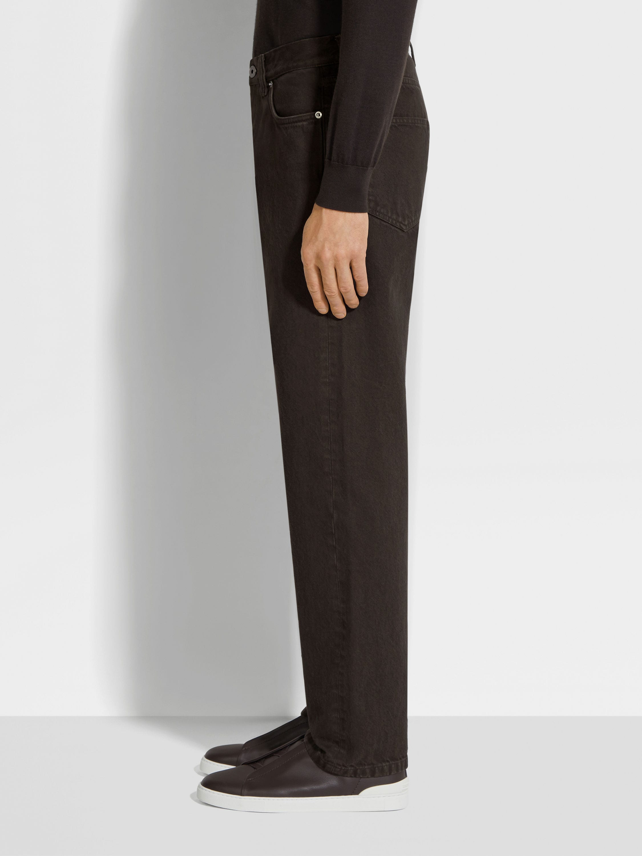 Dark Brown Cotton Roccia Jeans Product detail photo #3