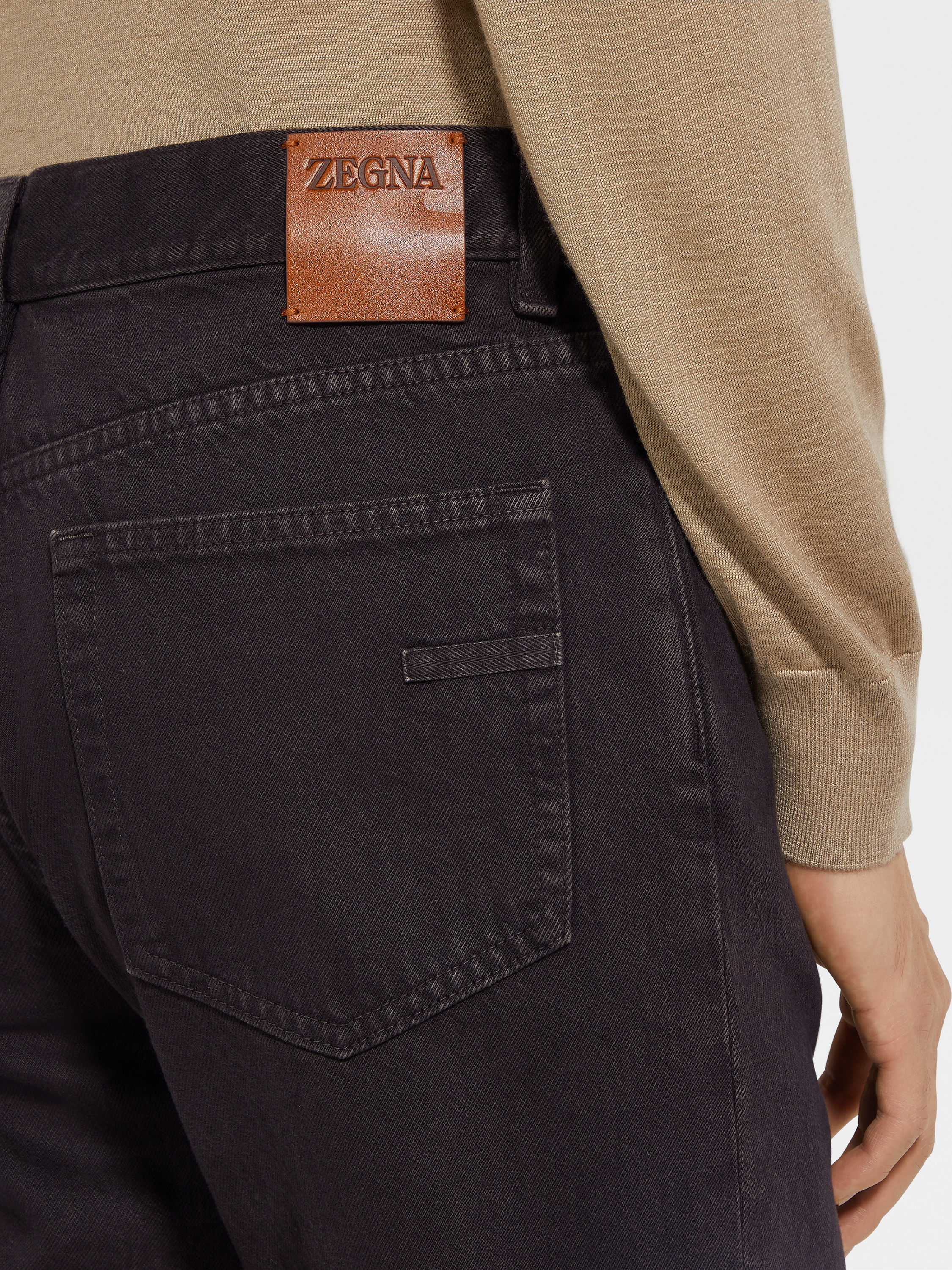 Dark Brown Cotton Roccia Jeans Product detail photo #1