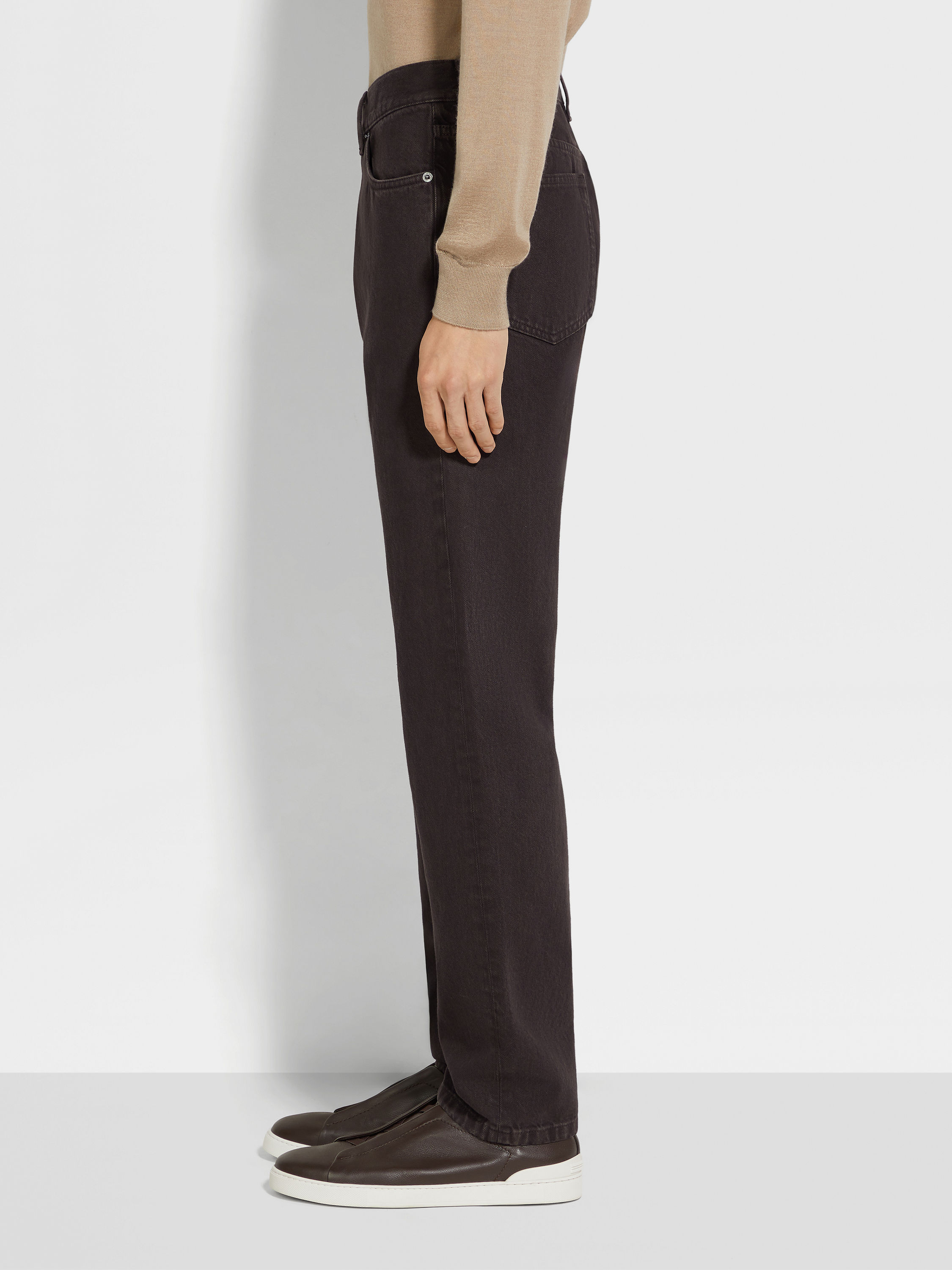 Dark Brown Cotton Roccia Jeans Product detail photo #2