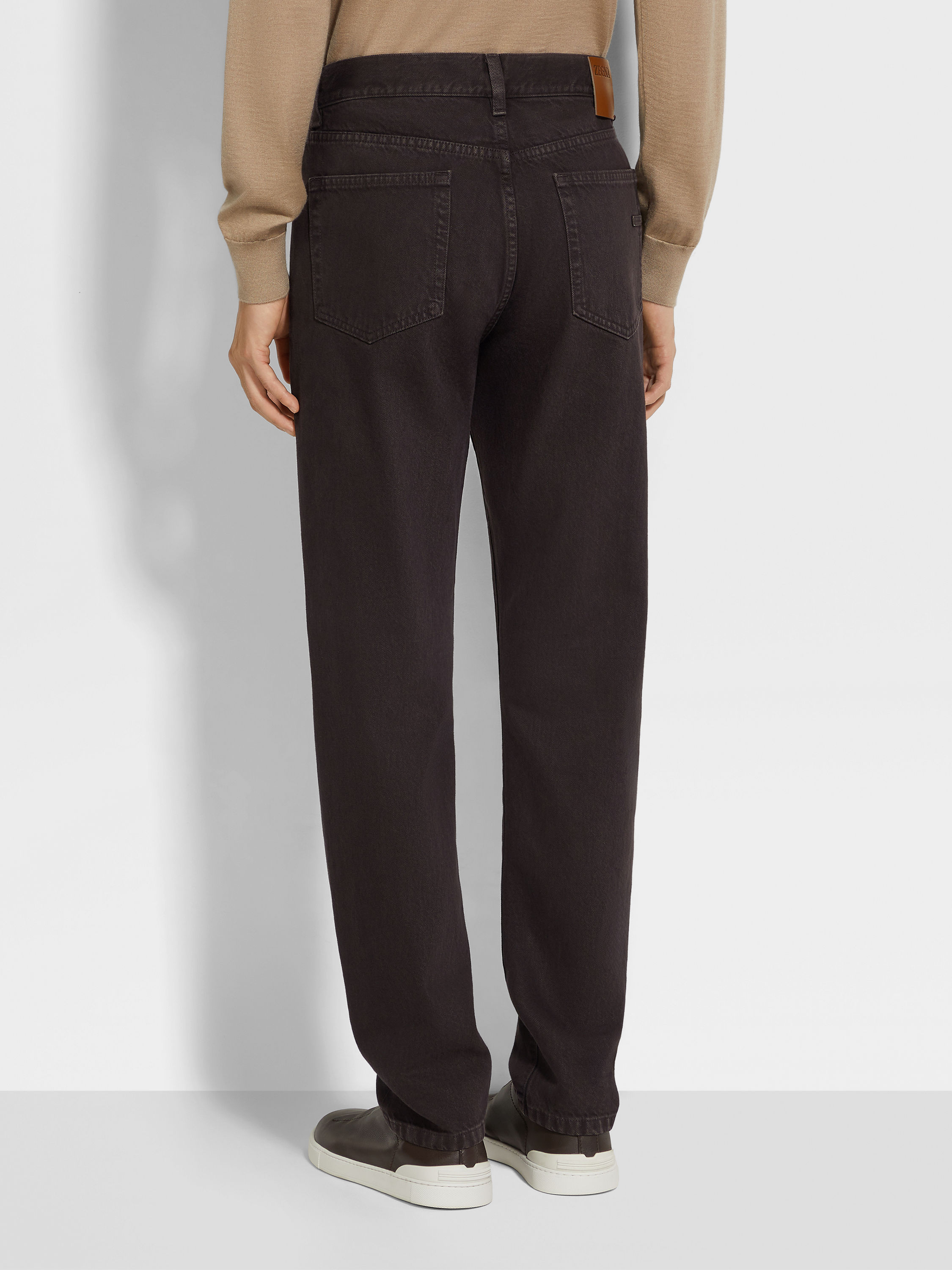 Dark Brown Cotton Roccia Jeans Product detail photo #4