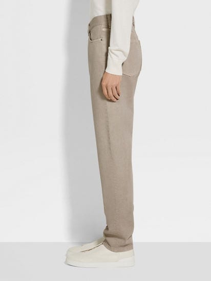 Light Taupe Cotton Roccia Jeans