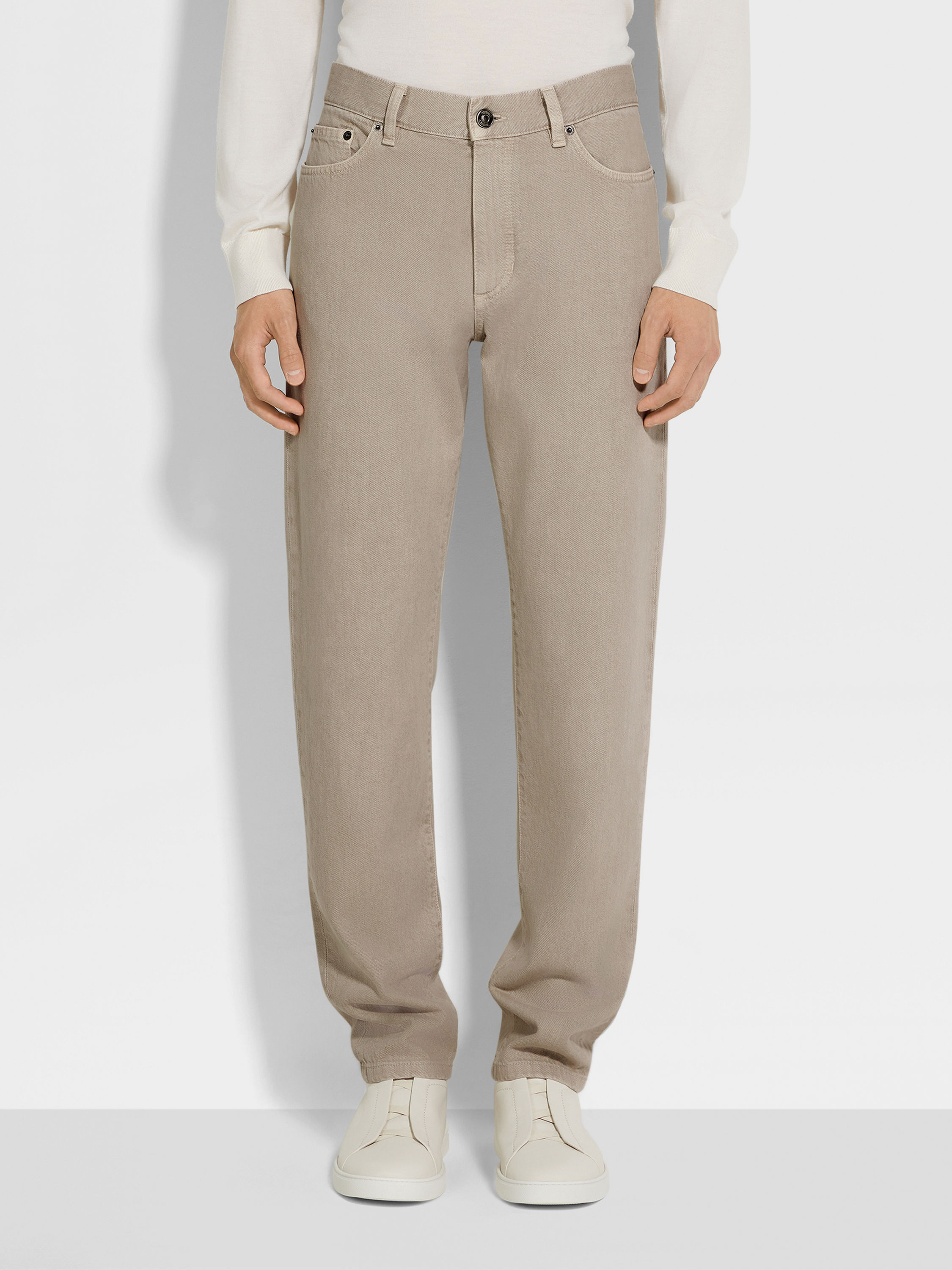 浅灰褐色棉质 Roccia 牛仔裤 产品细节图 #3