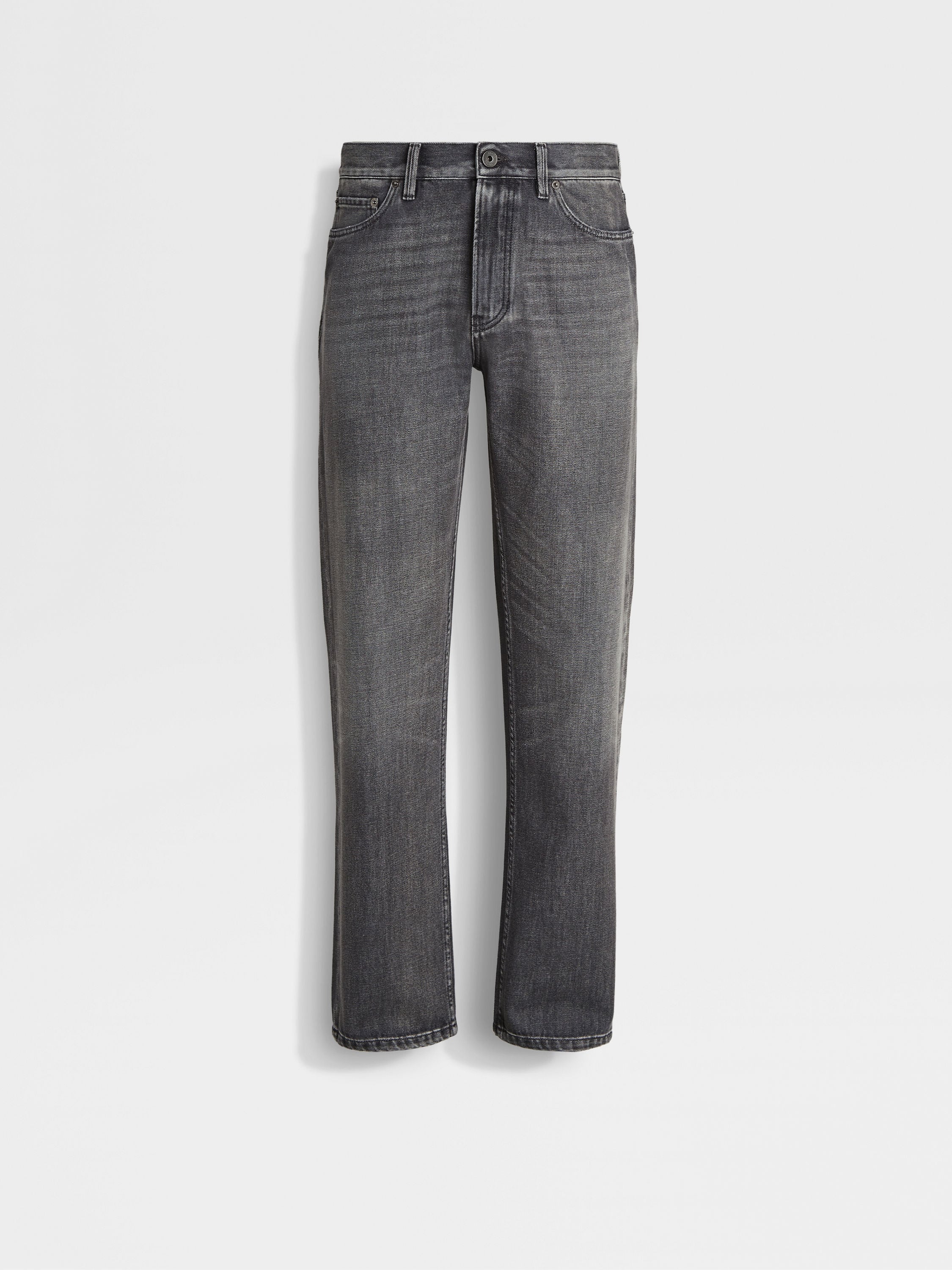 Grey Stone-washed Cotton Roccia Jeans 