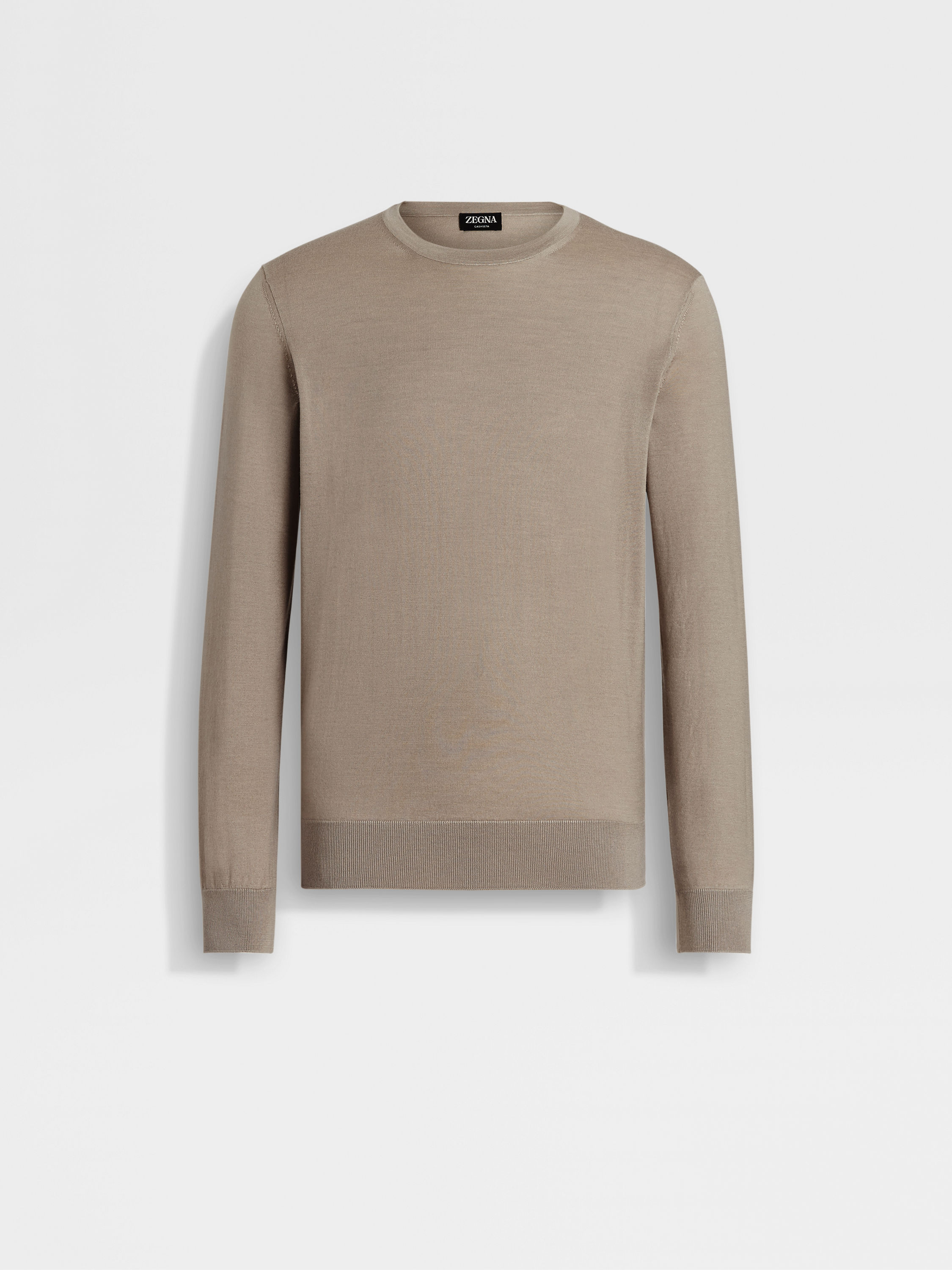 Light Taupe Cashseta Crewneck 