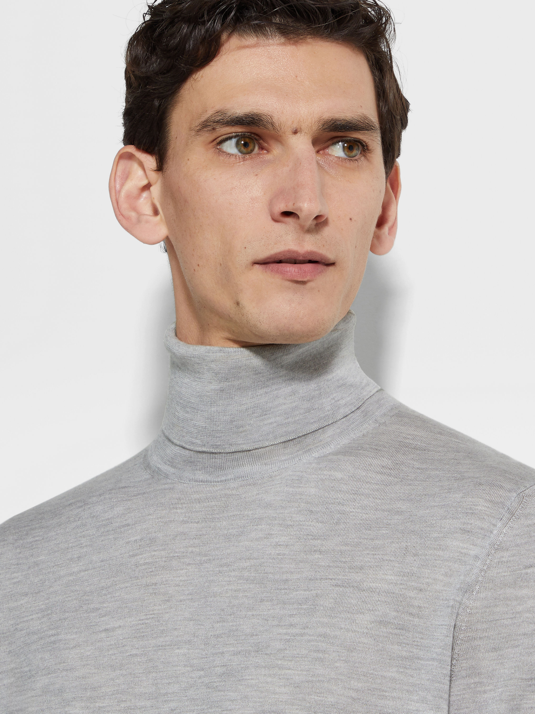 Light Grey Mélange Cashseta Turtleneck Product detail photo #1