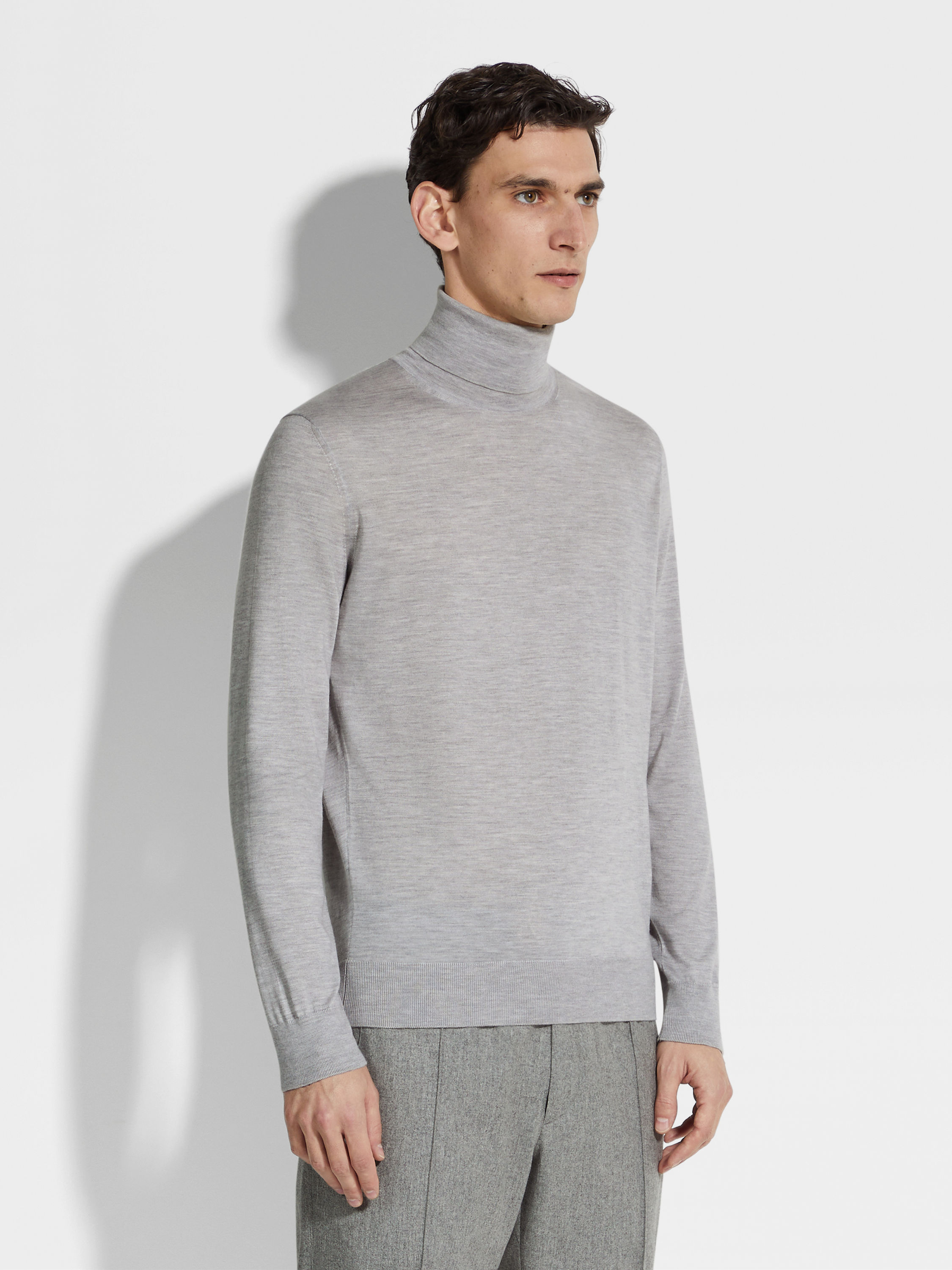 Light Grey Mélange Cashseta Turtleneck Product detail photo #3