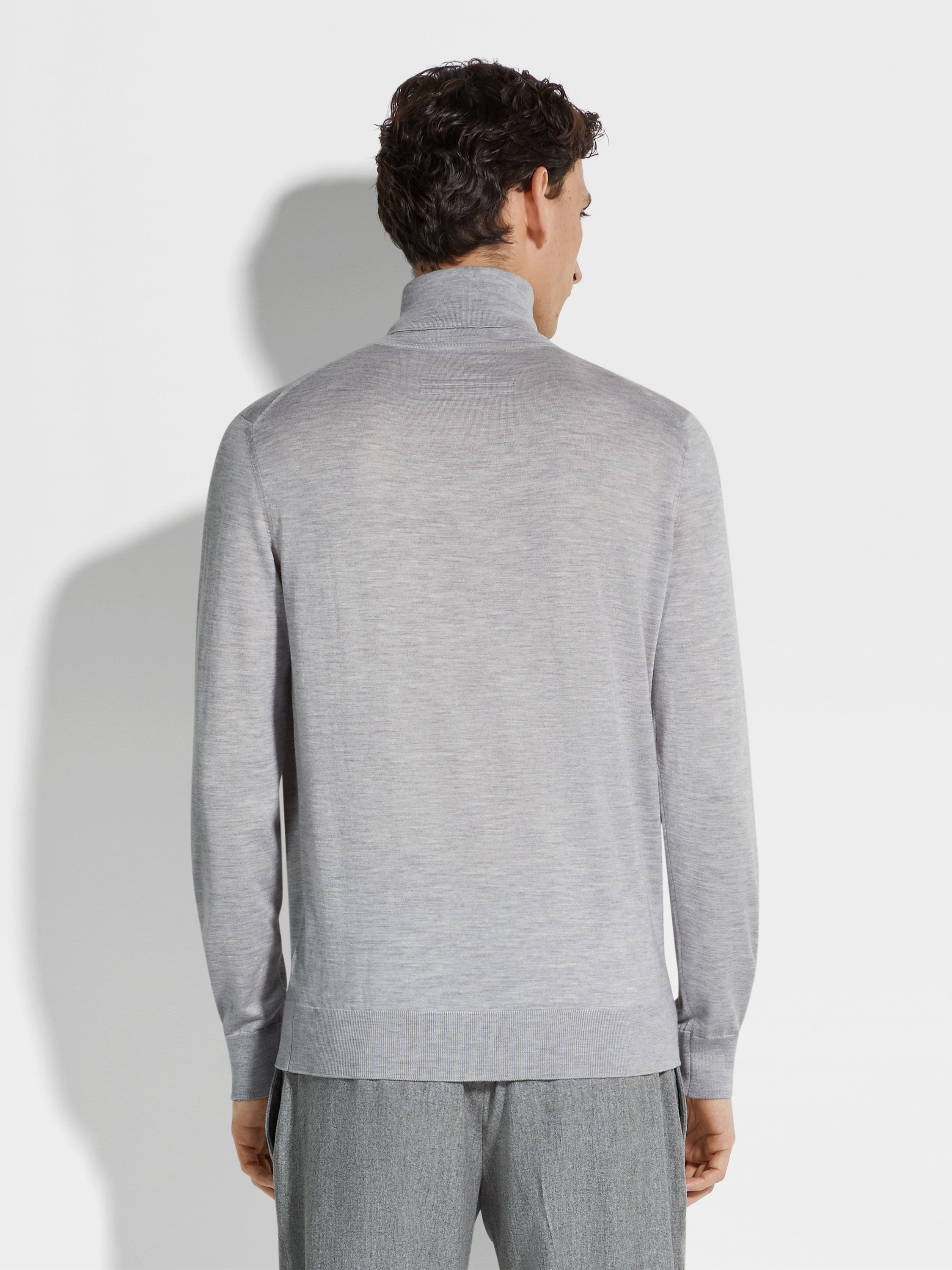 Light Grey Mélange Cashseta Turtleneck Product detail photo #4