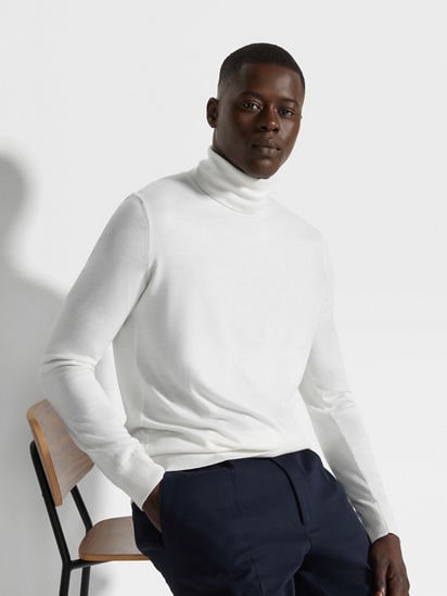 White Cashseta Turtleneck FW25 31840639 | Zegna US