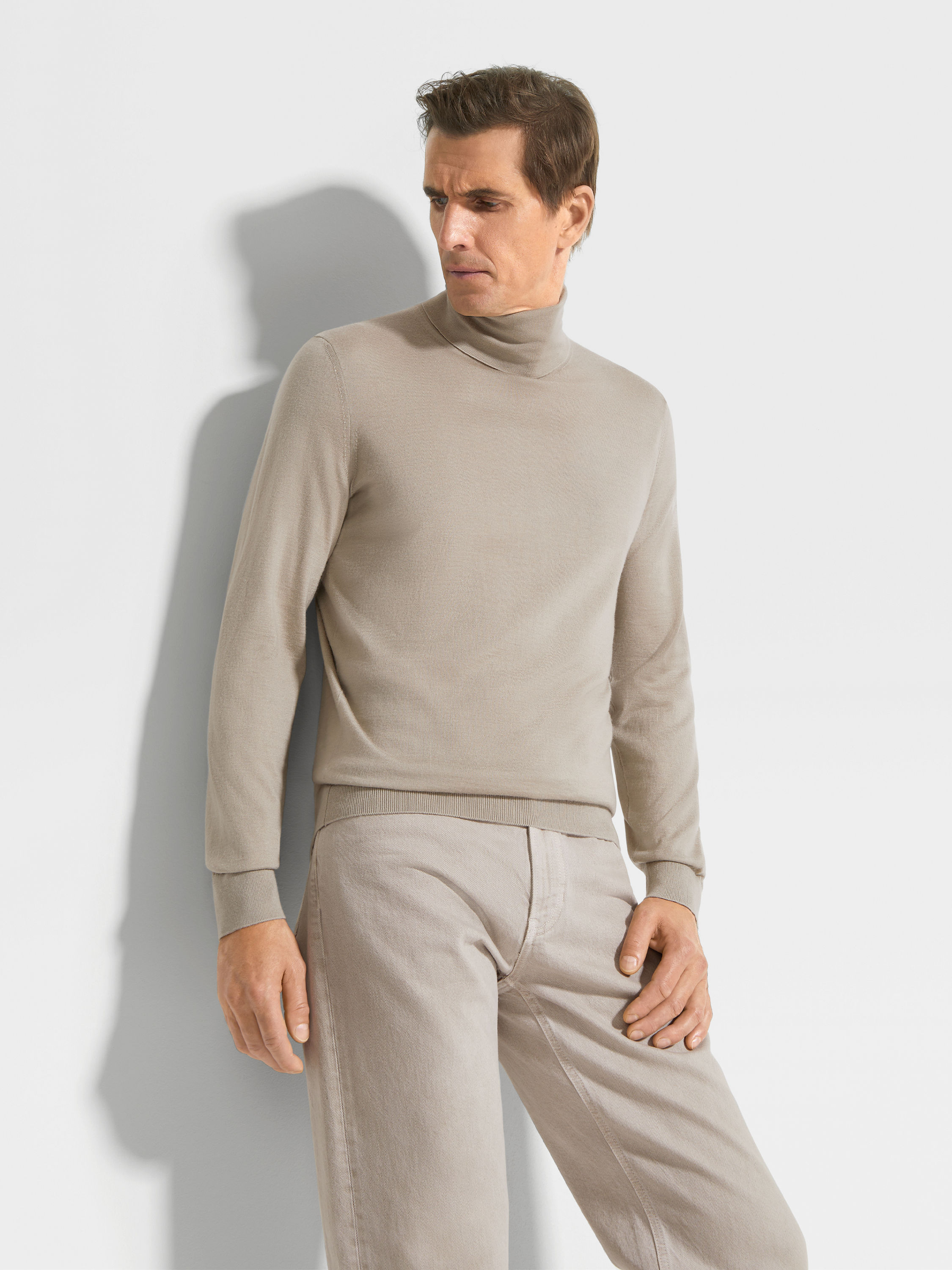 Light Taupe Cashseta Turtleneck Product detail photo #2
