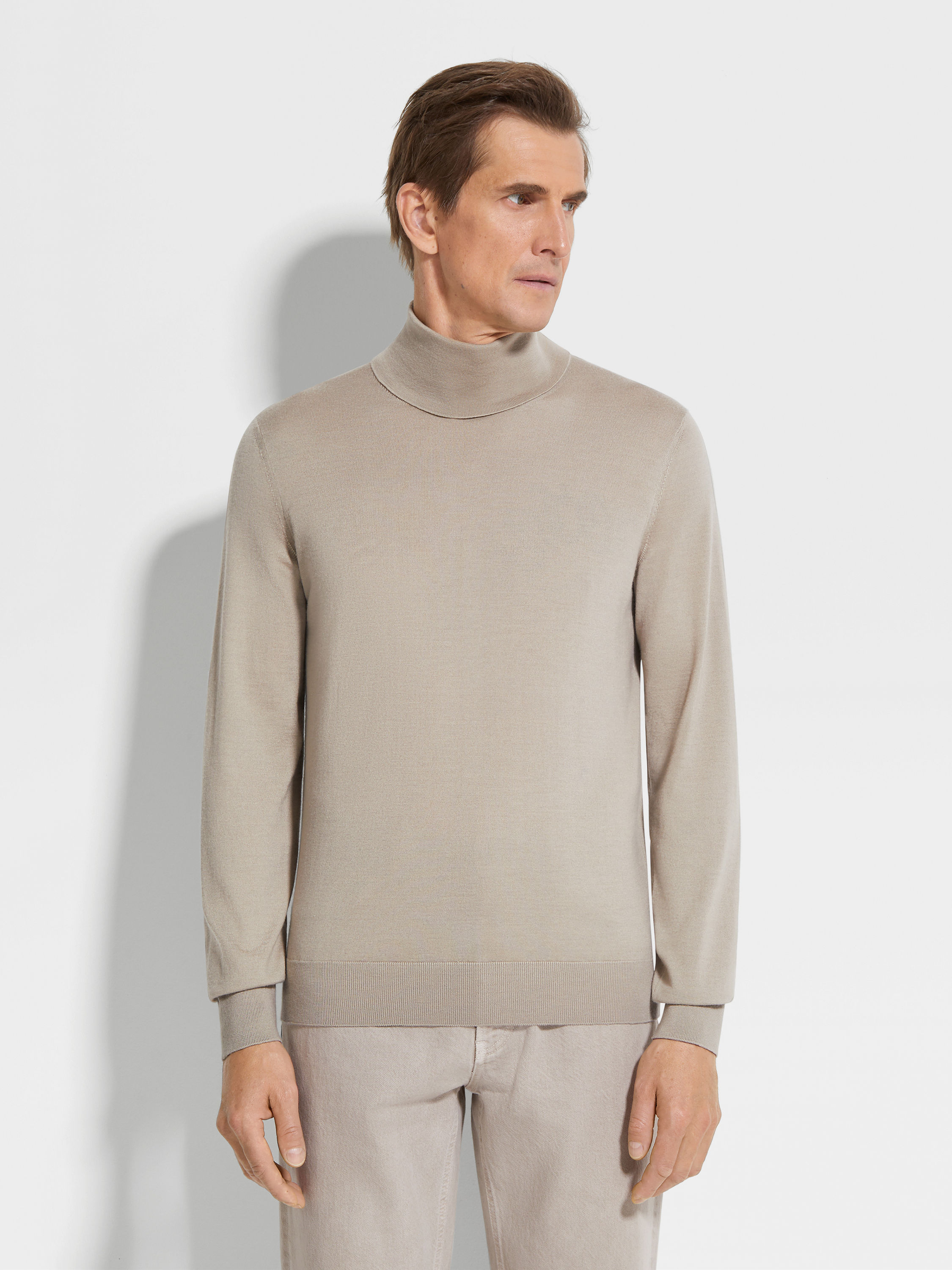 Light Taupe Cashseta Turtleneck Product detail photo #3