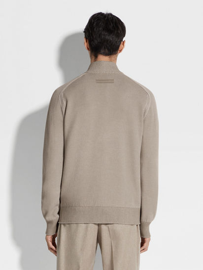 Light Taupe Cashseta Full Zip Cardigan FW25 31895080 | Zegna US Light Taupe Cashseta Full Zip Cardigan FW25 31895080 | Zegna US