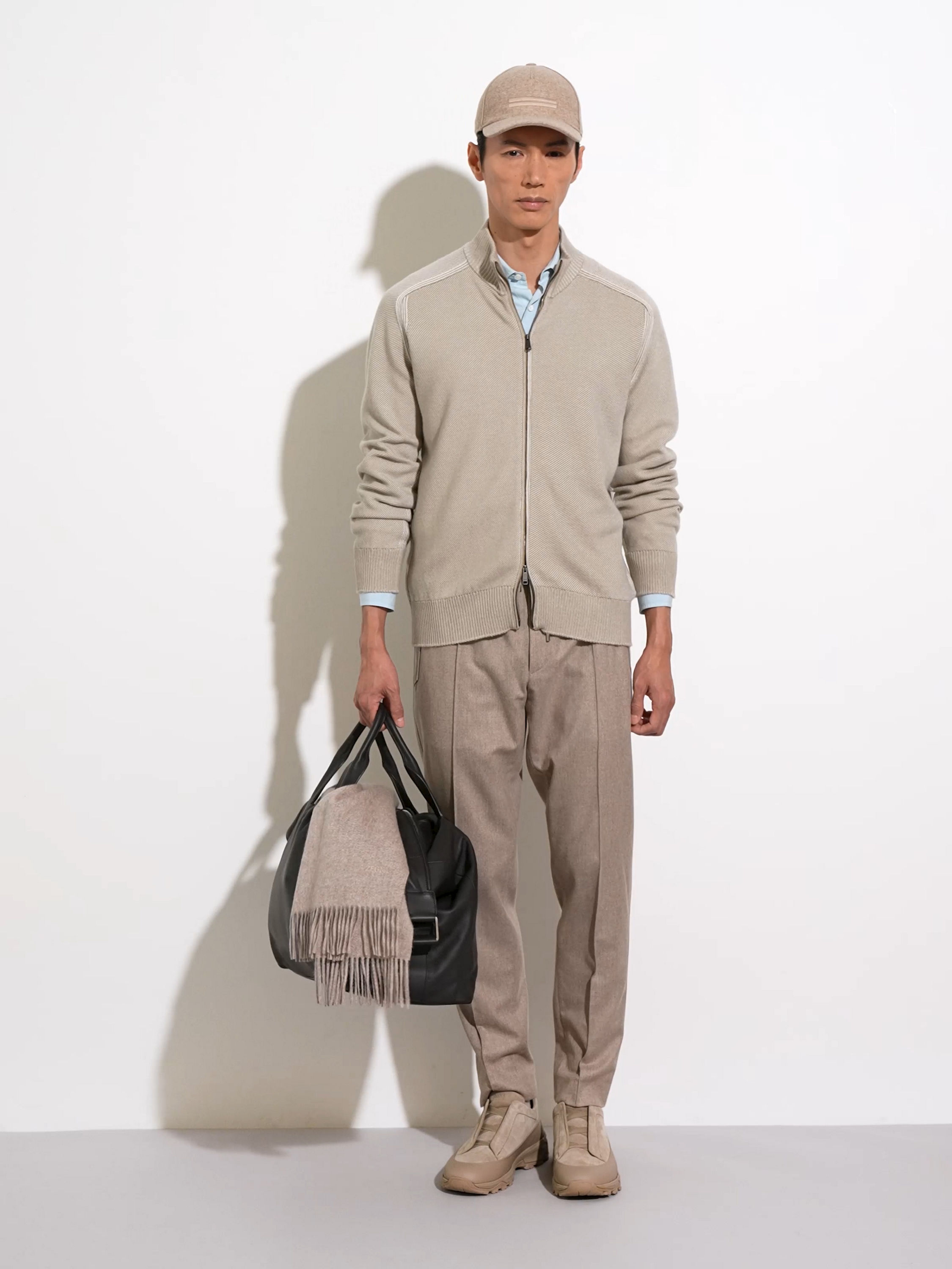 Light Taupe Cashseta Full Zip Cardigan FW24 31895080 | Zegna LT