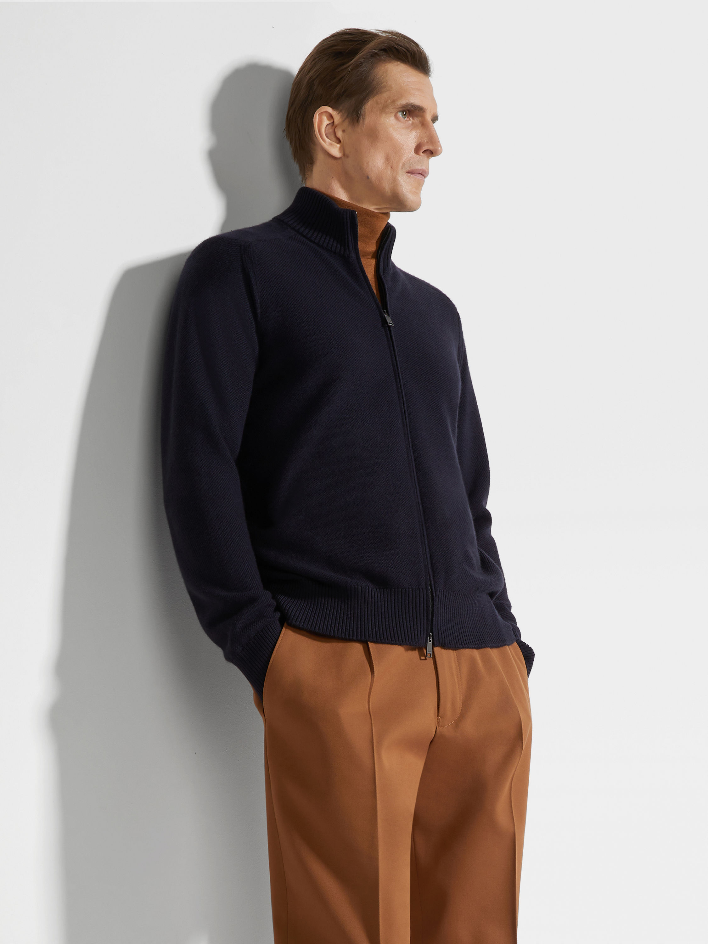 海军蓝 Cashseta 全拉链开衫 产品细节图 #2