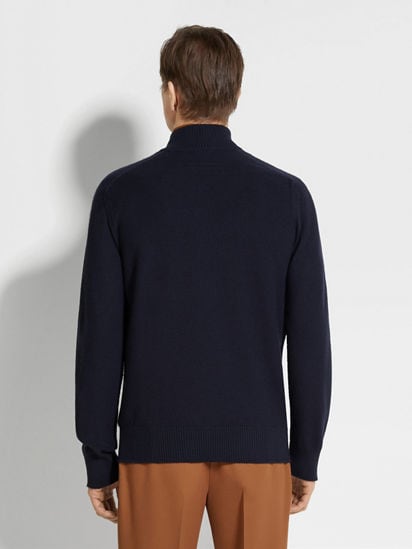 Navy Blue Cashseta Full Zip Cardigan FW25 31835270 | Zegna HK Navy Blue Cashseta Full Zip Cardigan FW25 31835270 | Zegna HK