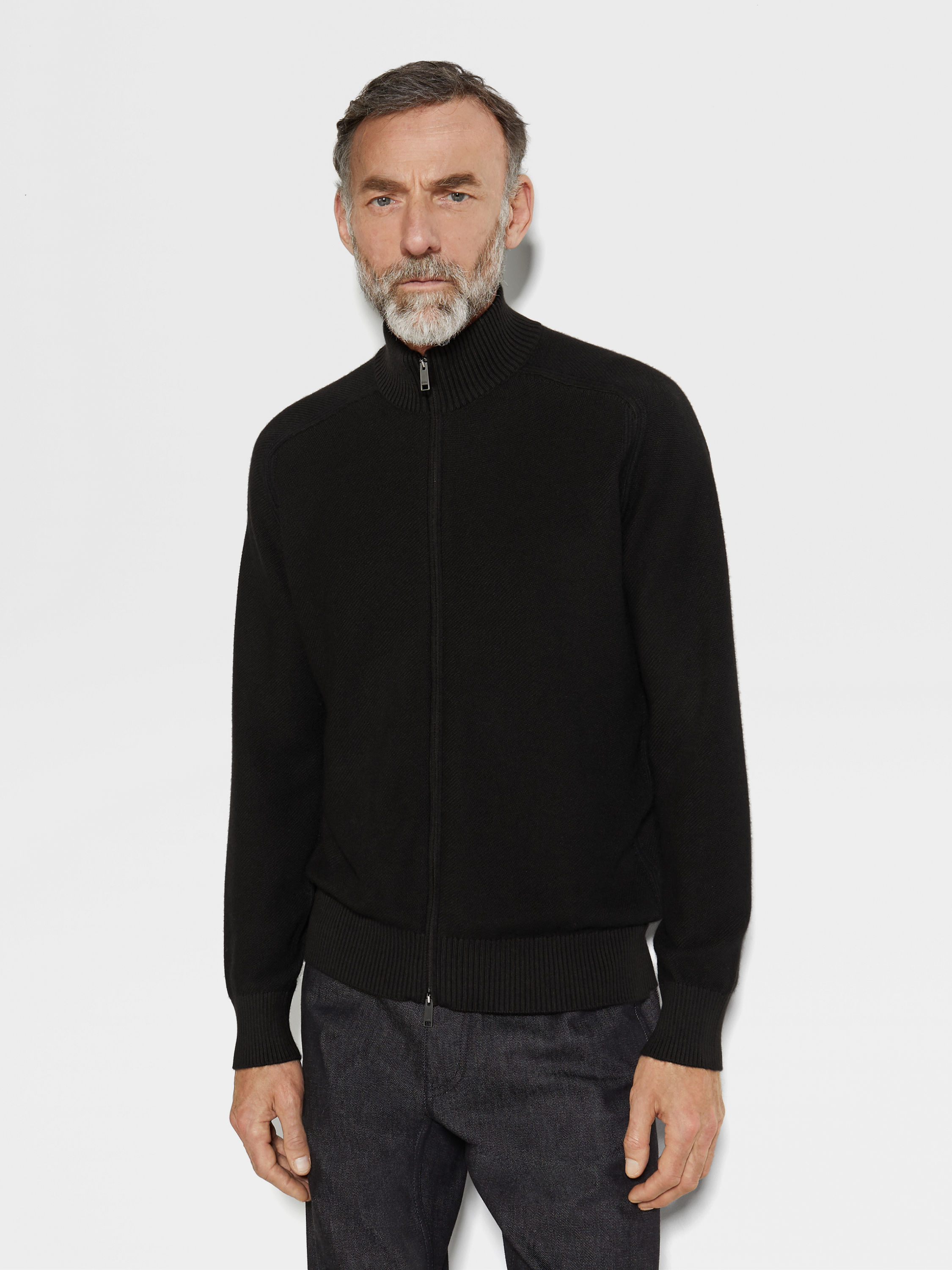 Black Cashseta Full Zip Cardigan Product detail photo #2