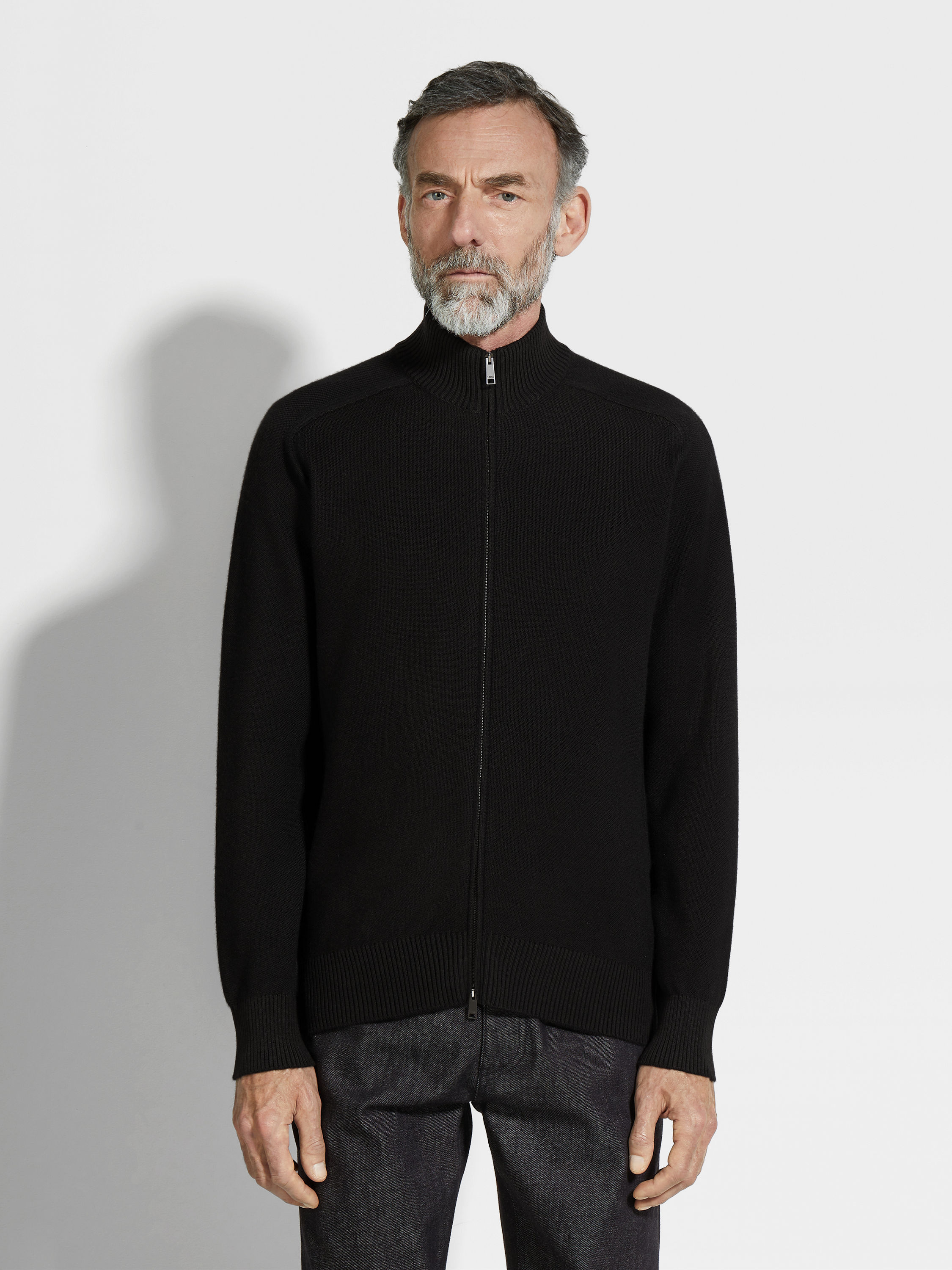 Black Cashseta Full Zip Cardigan Product detail photo #3