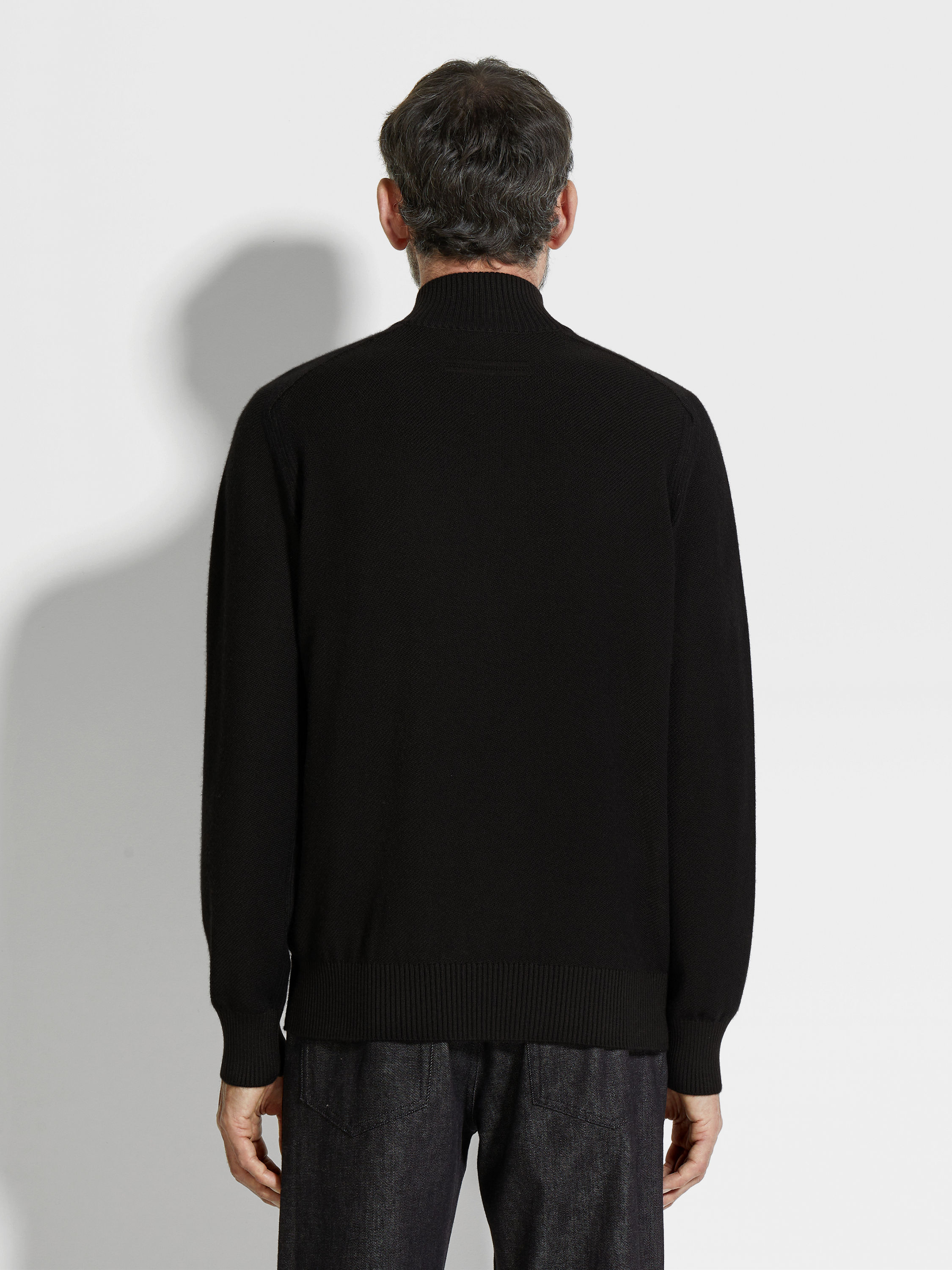 Black Cashseta Full Zip Cardigan Product detail photo #4