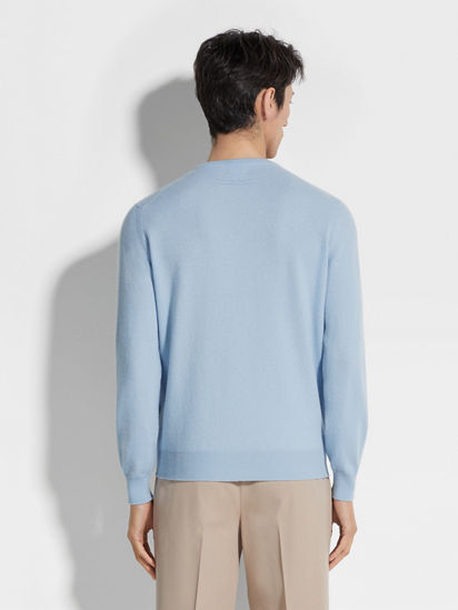 Light Blue Oasi Cashmere Crewneck FW24 31835604 | Zegna US Light Blue Oasi Cashmere Crewneck FW24 31835604 | Zegna US