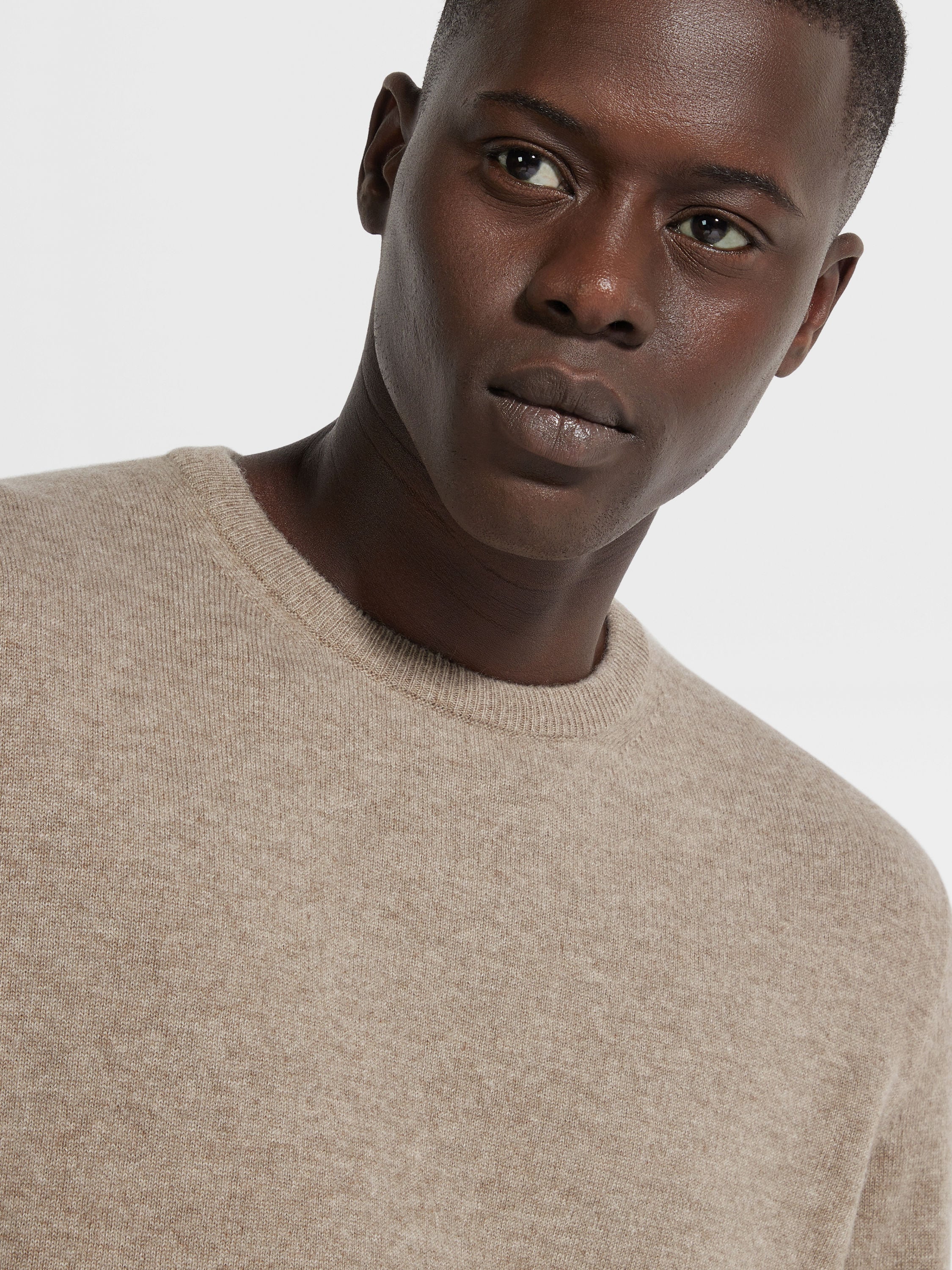 Light Taupe Oasi Cashmere Crewneck Product detail photo #1