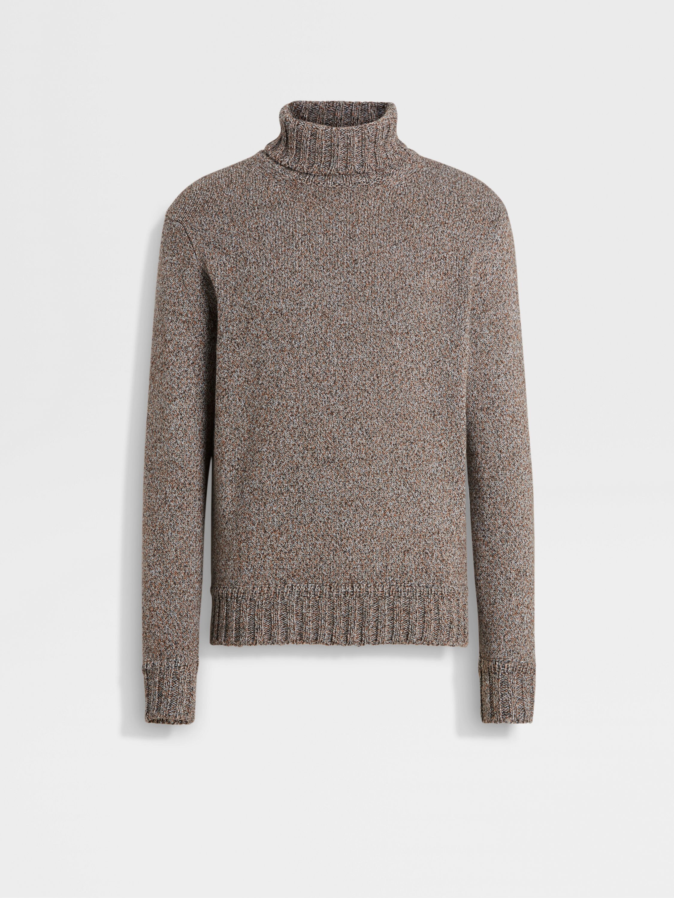 Dark Foliage and Taupe Oasi Cashmere Turtleneck