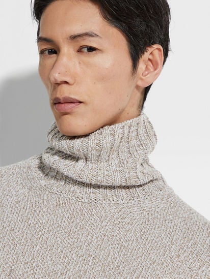 Light Taupe Mélange Oasi Cashmere Turtleneck FW24 31861358 Light Taupe Mélange Oasi Cashmere Turtleneck FW24 31861358