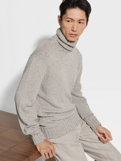 Light Taupe Mélange Oasi Cashmere Turtleneck FW24 31861358 Light Taupe Mélange Oasi Cashmere Turtleneck FW24 31861358