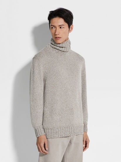 Light Taupe Mélange Oasi Cashmere Turtleneck FW24 31861358 Light Taupe Mélange Oasi Cashmere Turtleneck FW24 31861358