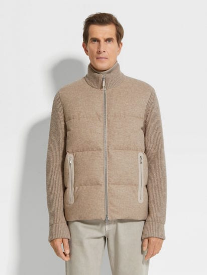 Light Taupe Multimélange Oasi Cashmere Full Zip Blouson FW24 Light Taupe Multimélange Oasi Cashmere Full Zip Blouson FW24
