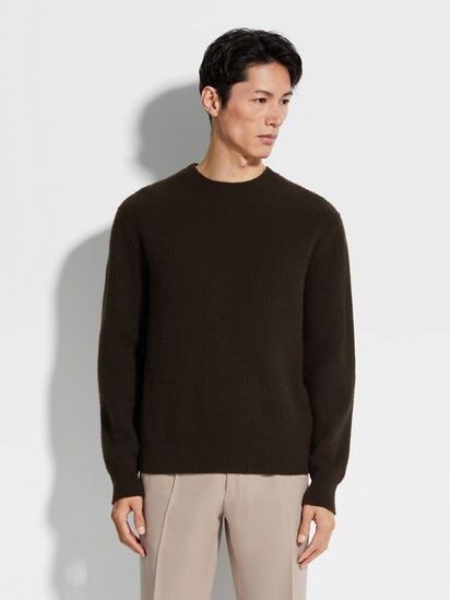 ダークブラウン Oasi Cashmereクルーネック FW24 31835260