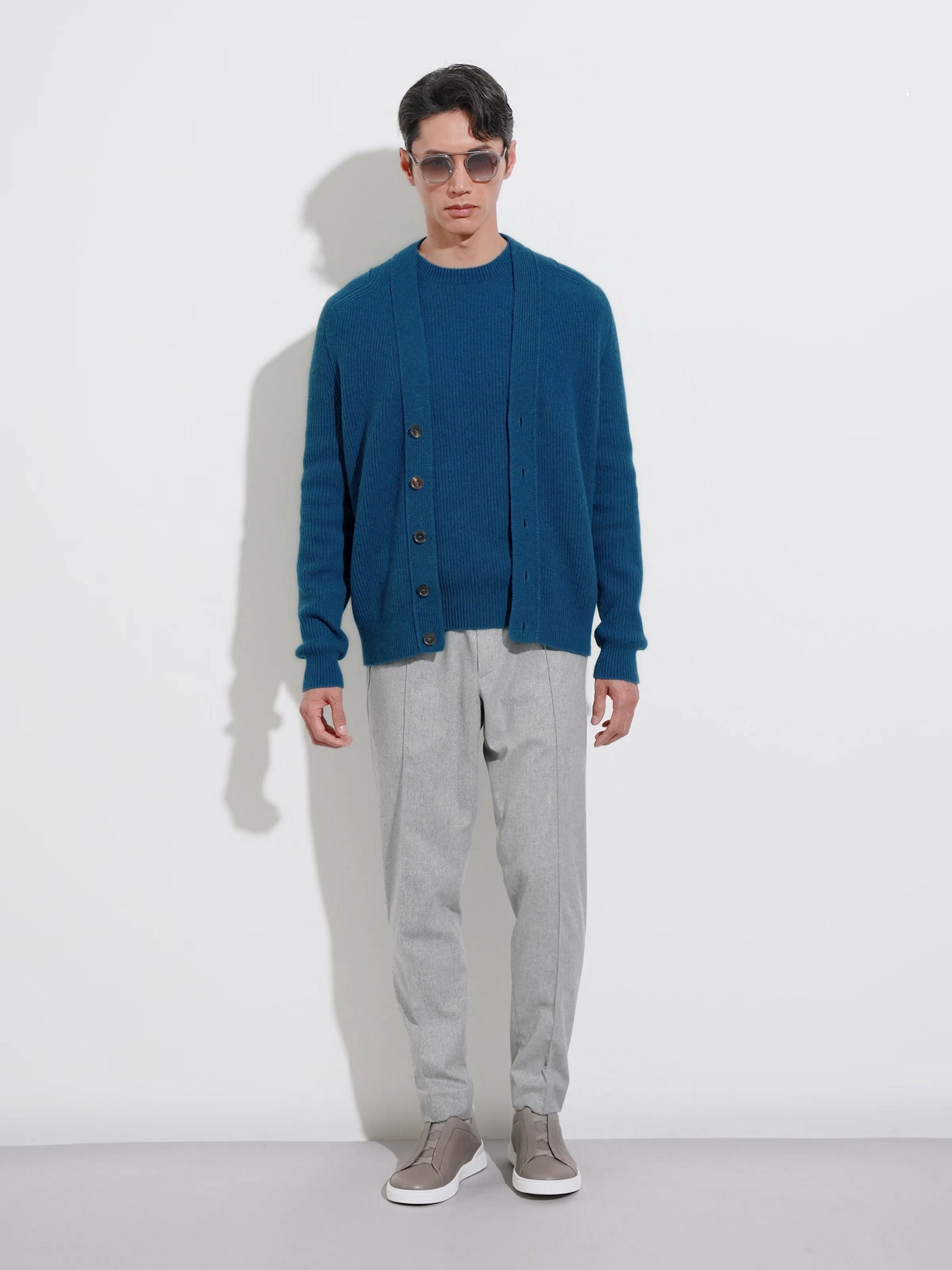 Bright Teal Blue Oasi Cashmere Cardigan