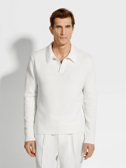 White Oasi Cashmere Polo Shirt FW24 31835361 | Zegna US White Oasi Cashmere Polo Shirt FW24 31835361 | Zegna US