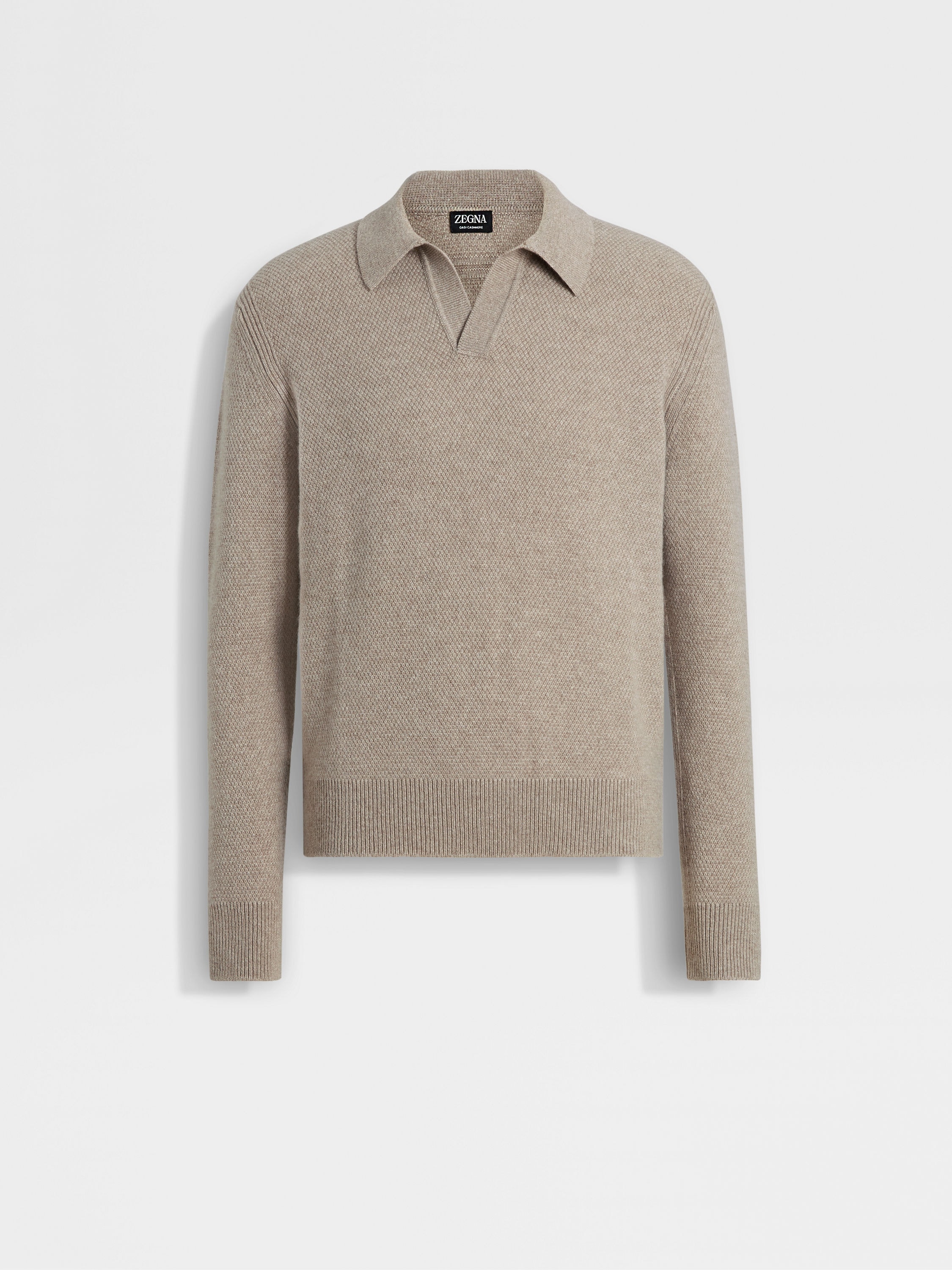 Light Taupe Mélange Oasi Cashmere Polo Shirt FW24 31835402 Light Taupe Mélange Oasi Cashmere Polo Shirt FW24 31835402
