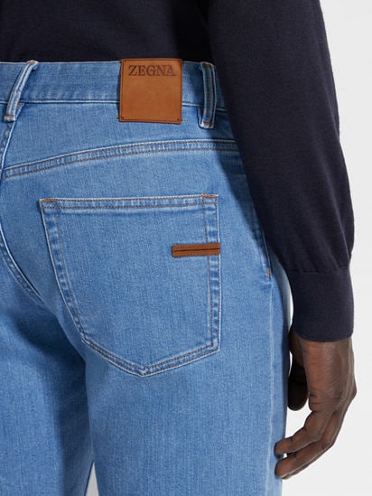 Light Blue Stone-washed Stretch Cotton Roccia Jeans FW24 Light Blue Stone-washed Stretch Cotton Roccia Jeans FW24