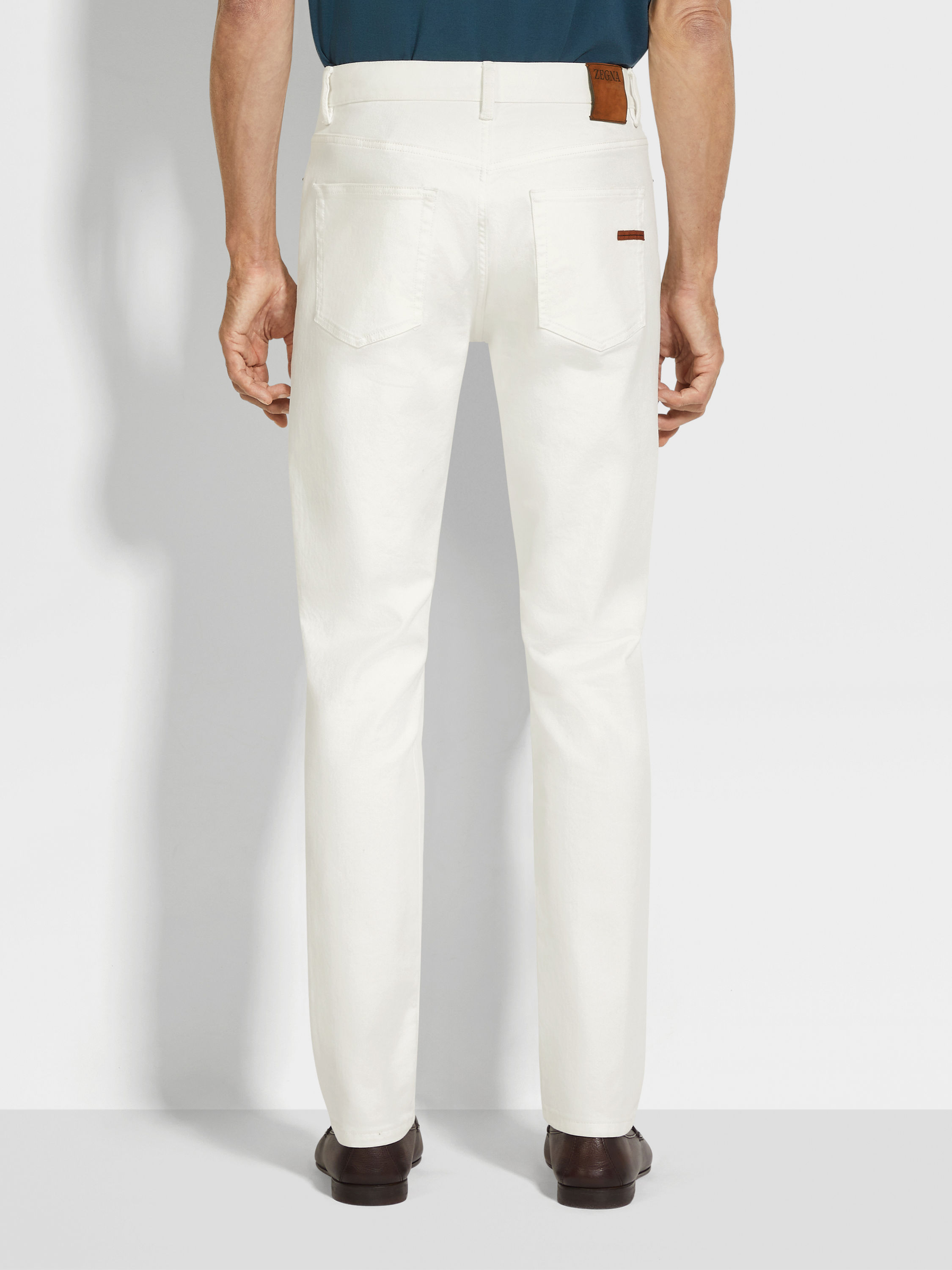 White Rinse-washed Stretch Cotton Roccia Jeans Product detail photo #4