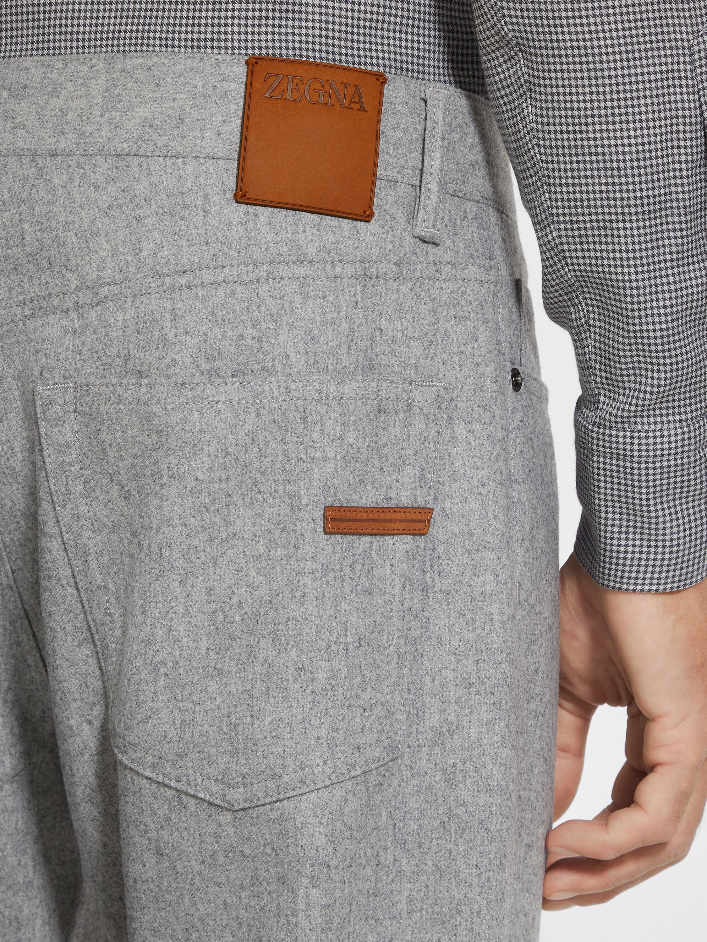 Grey Mélange Wool and Cashmere Roccia Pants Product detail photo #1