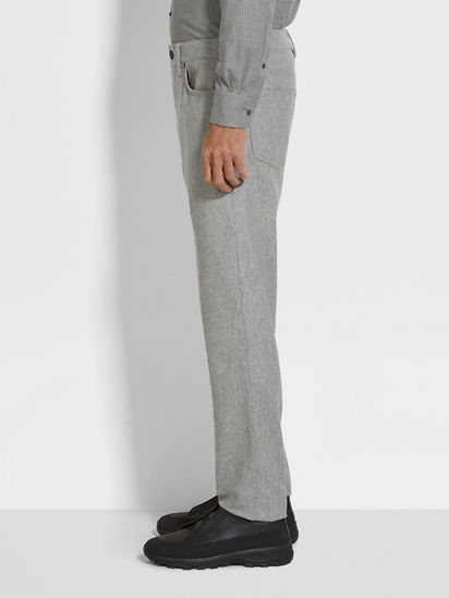 Grey Mélange Wool and Cashmere Roccia Pants