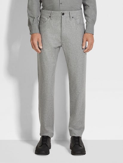 Grey Mélange Wool and Cashmere Roccia Pants FW24 32501961 | Zegna US