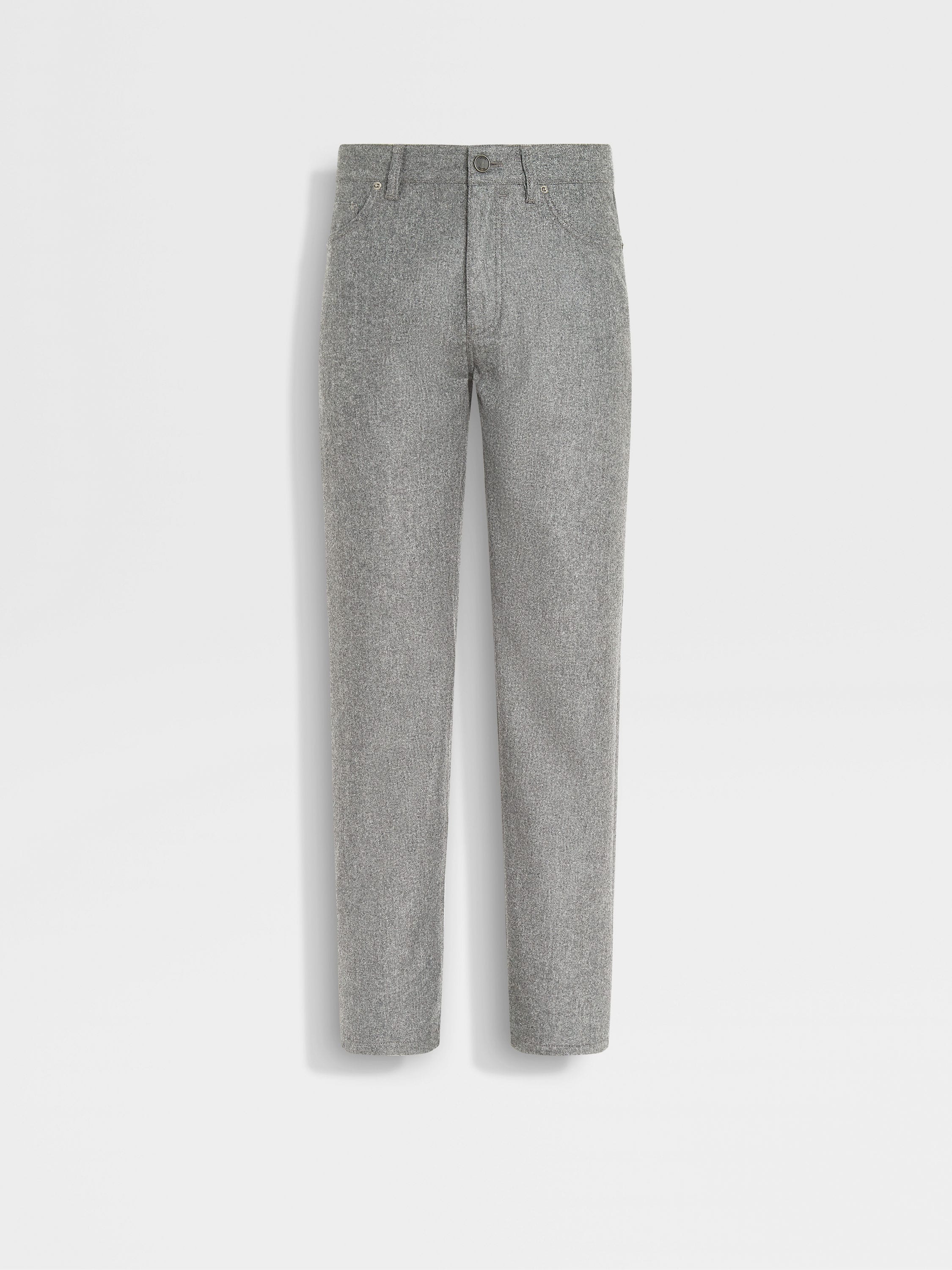 Grey Mélange Wool and Cashmere Roccia Pants